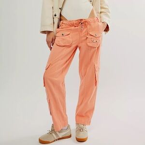 Free People Tahiti Cargo Pants in Grapefruit Seltzer NWT